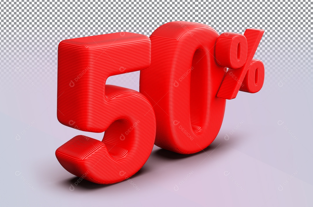 Número 3D 50% de Desconto para Composição PSD
