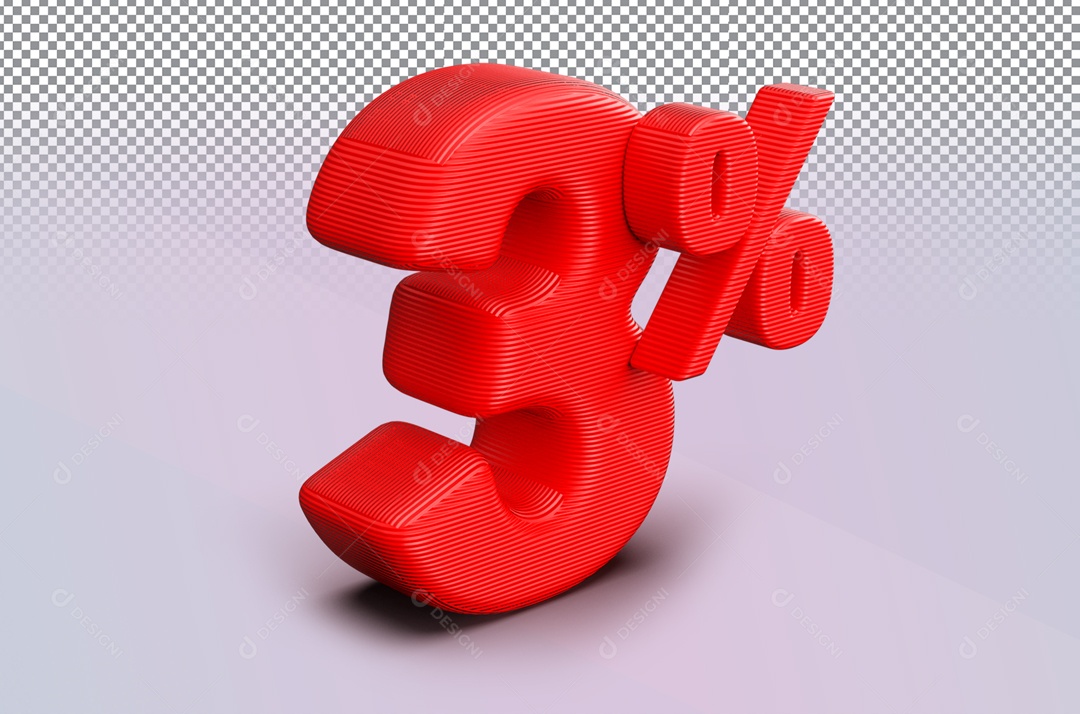 Número 3D 3% de Desconto para Composição PSD