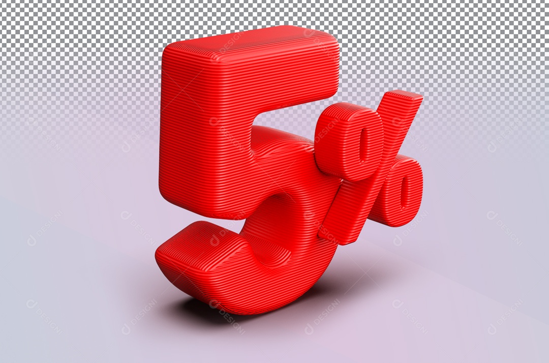 Desconto de 5% Número 3D para Composição PSD