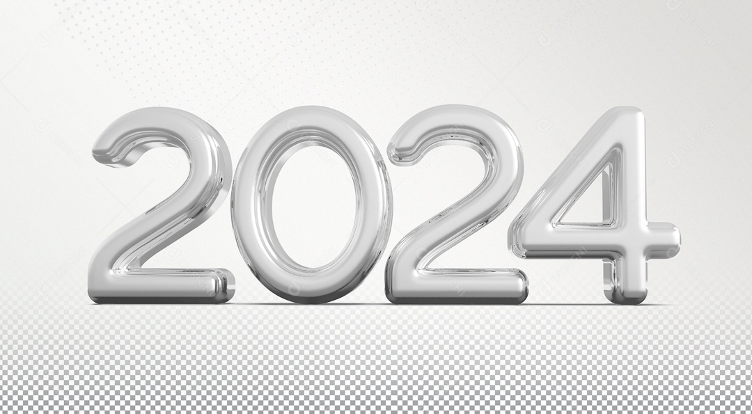 Número 3D 2024 Ano Novo para Composição PSD