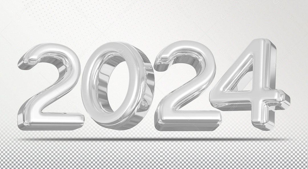 Número 3D 2024 Ano Novo para Composição PSD