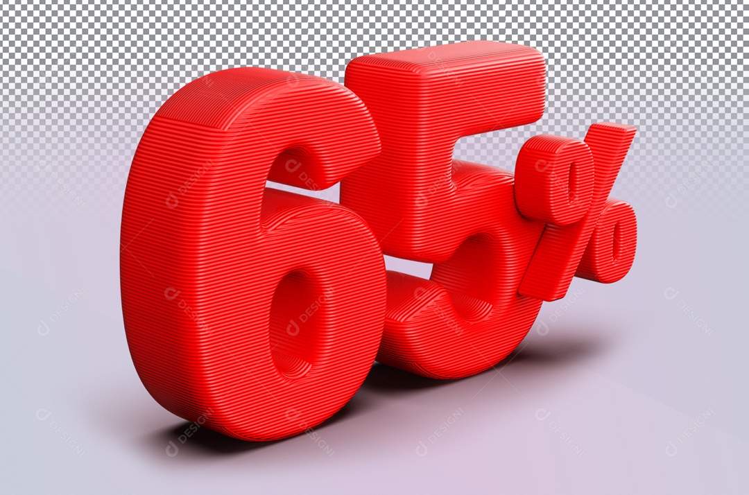 Desconto de 65% Vermelho Elemento 3D para Composição PSD