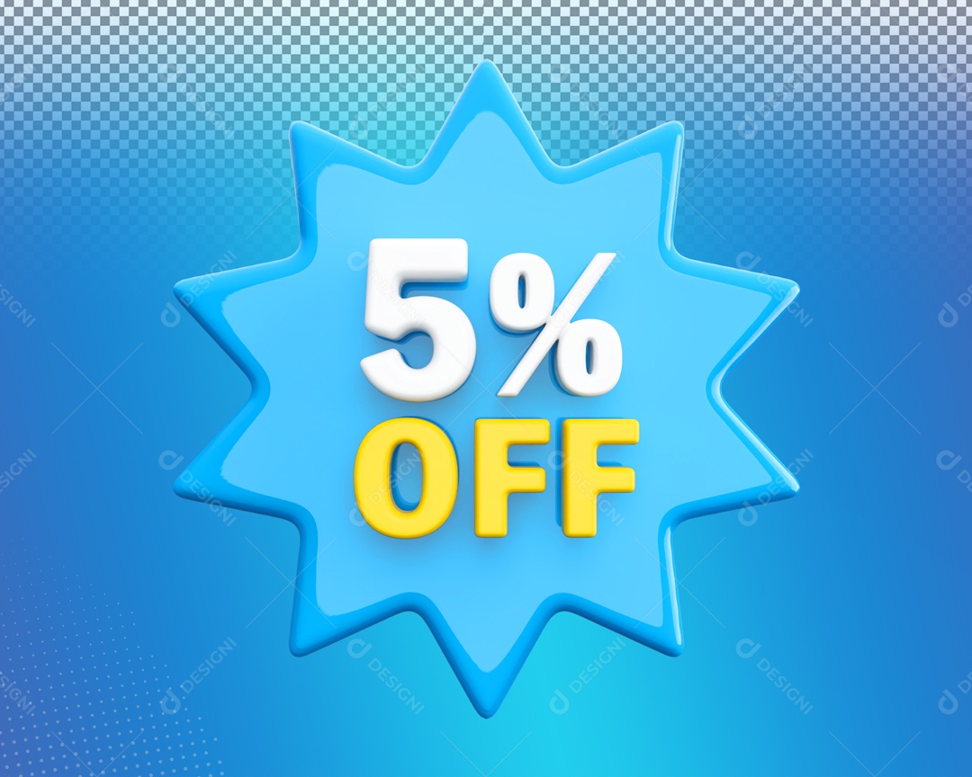 Desconto de 5% OFF Elemento 3D para Composição PSD