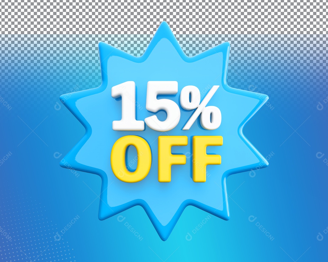 Desconto de 15% OFF Elemento 3D Branco Amarelo para Composição PSD