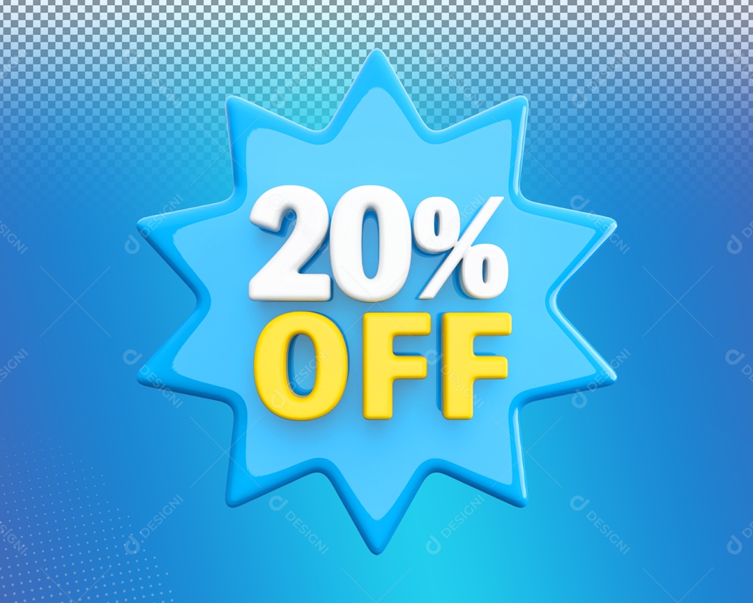 Desconto de 20% OFF Elemento 3D para Composição PSD