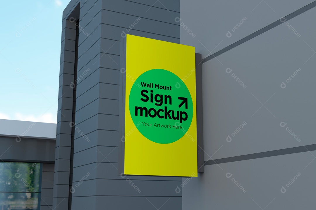 Mockup De Placa na Vertical PSD Editável