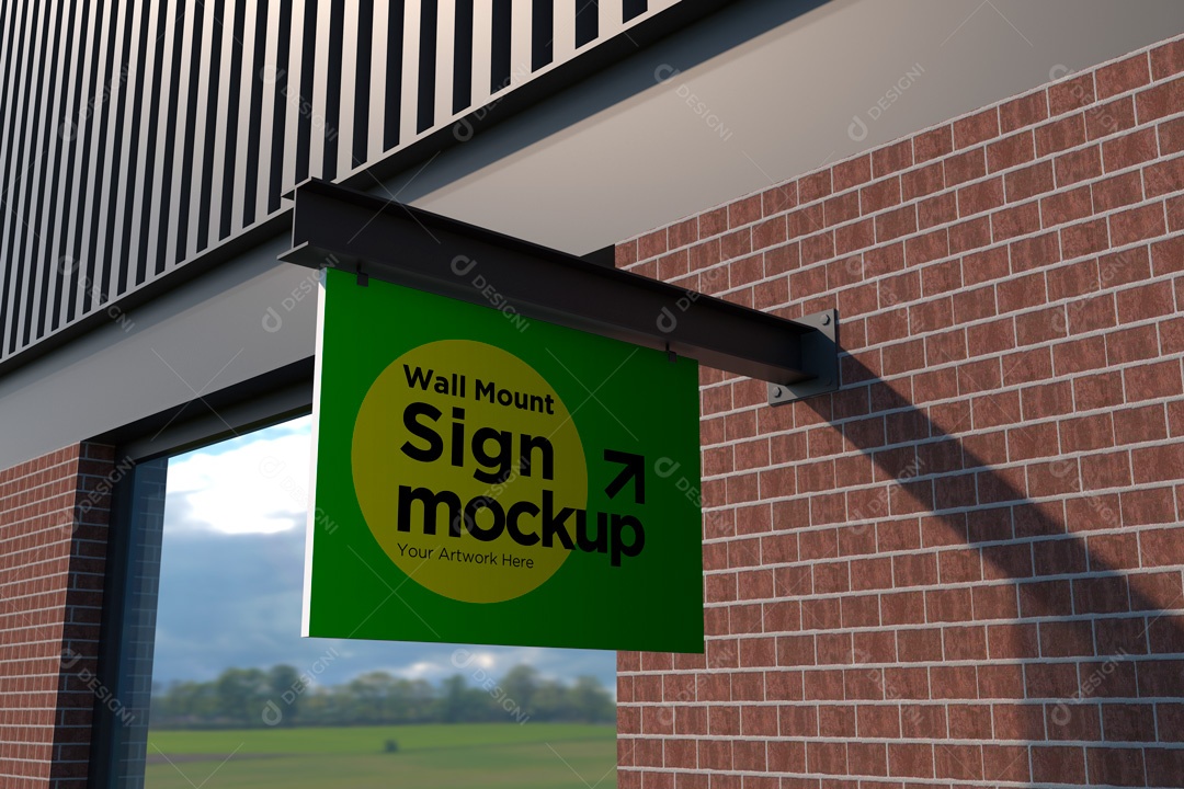 Mockup De Placa na Vertical PSD Editável