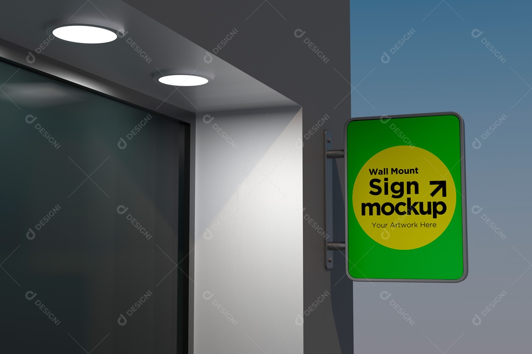 Mockup De Placa Retangular Vertical PSD Editável