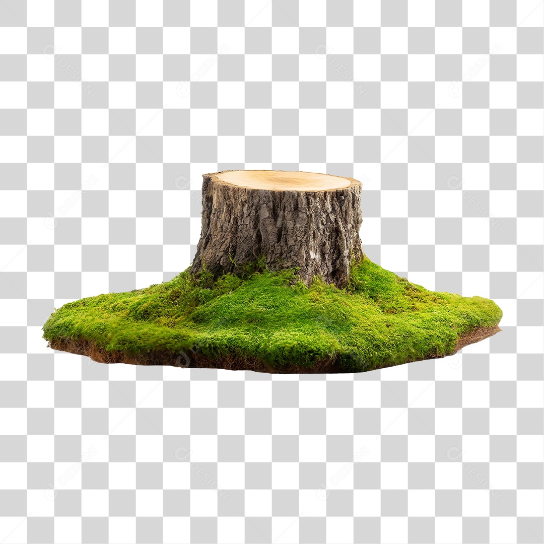 Musgo Verde em Tronco de Árvore PNG Transparente