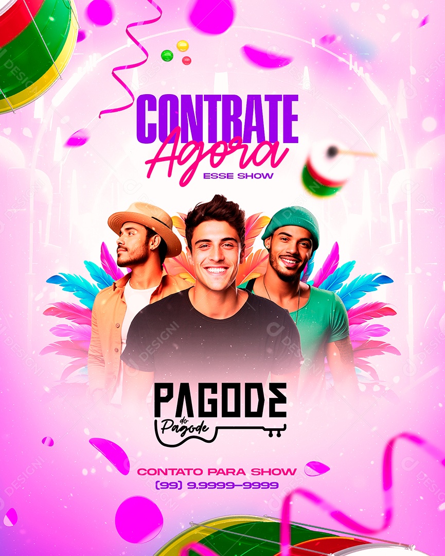Flyer Carnaval Contrate Agora Esse Show Pagode do Pagode Social Media PSD Editável
