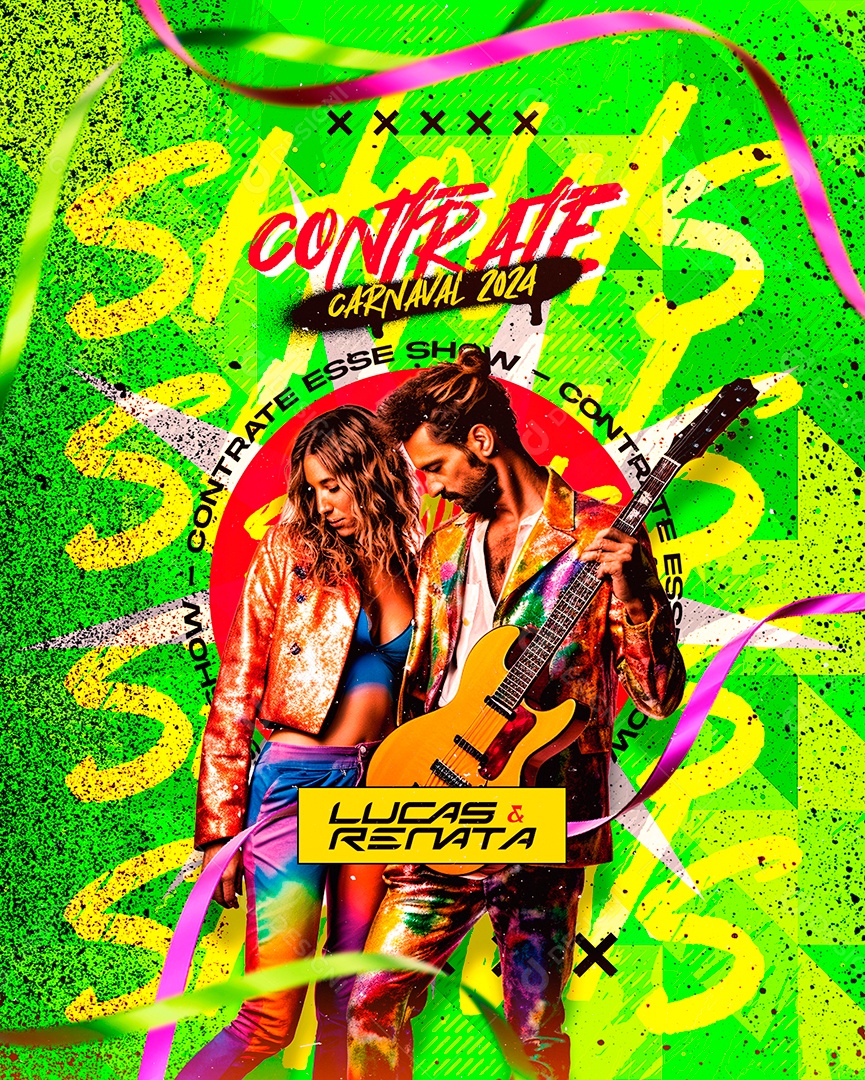 Flyer Carnaval Contrate Lucas & Renata Carnaval 2024 Social Media PSD Editável
