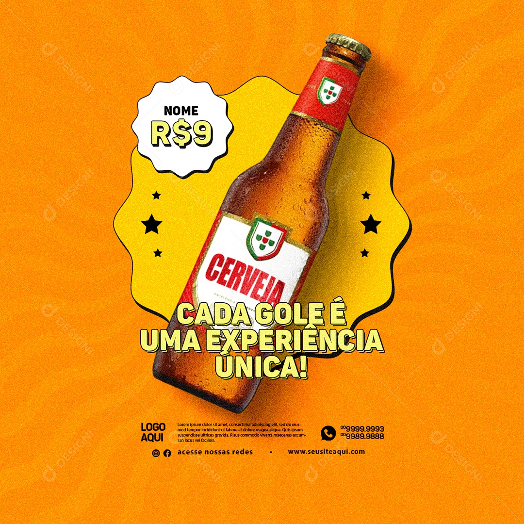 Distribuidora de Bebidas Cerveja Cada Gole é uma Experiência Única Social Media PSD Editável
