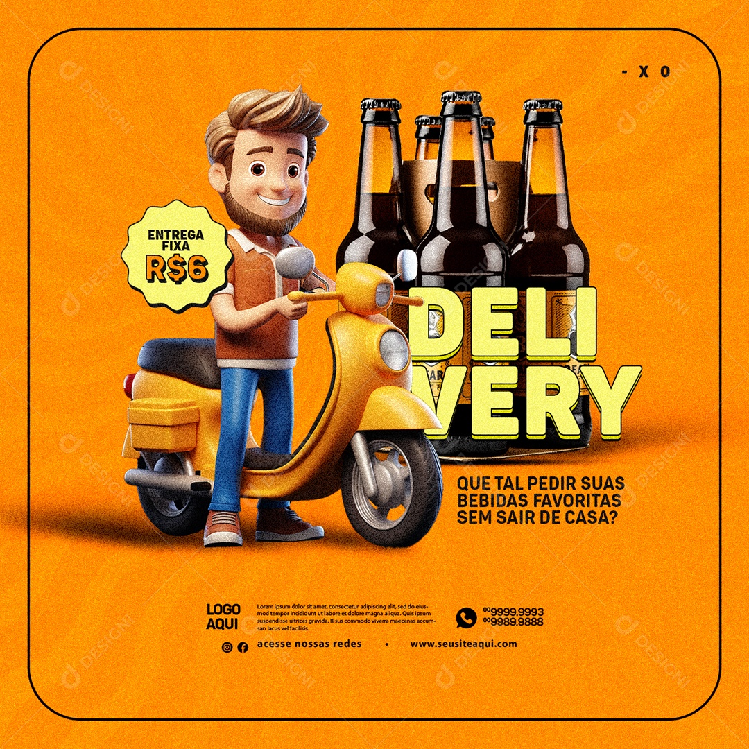 Distribuidora de Bebidas Cerveja Entrega Fixa Delivery Social Media PSD Editável