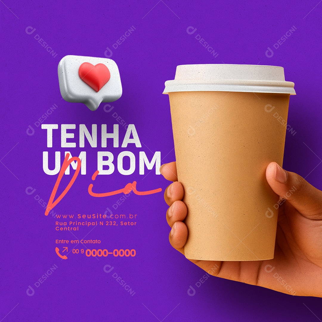 Frase Motivacional Tenha Um Bom Dia Social Media PSD Editável