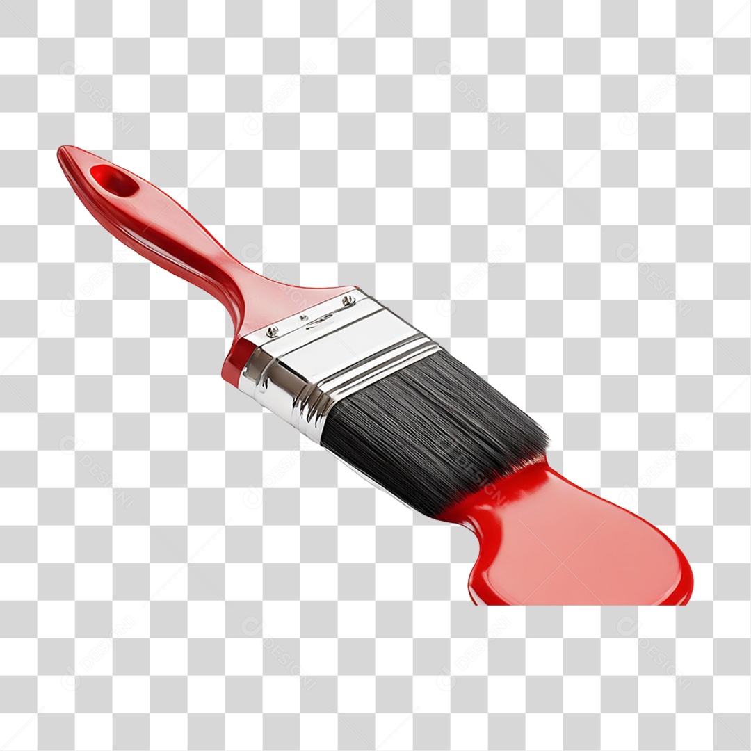 Pincel com Tinta Vermelha PNG Transparente