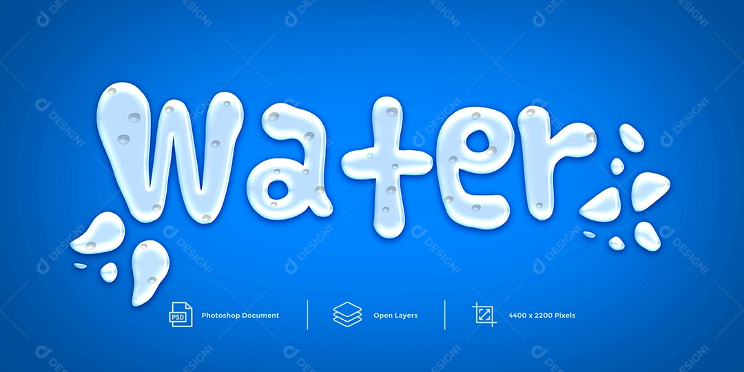 Efeito de Texto Water Água PSD Editável