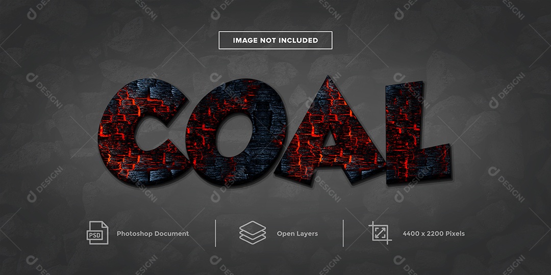 Efeito de Texto Coal Carvão PSD Editável