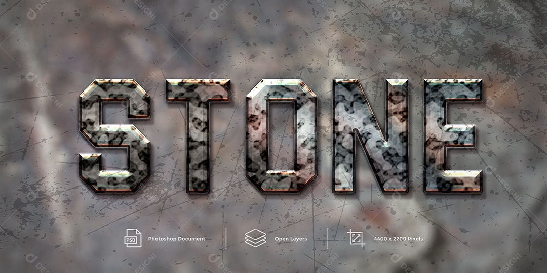 Efeito de Texto Stone Pedra PSD Editável