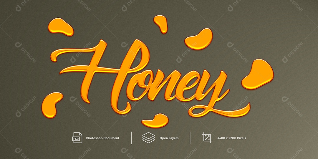 Efeito de Texto Honey Mel PSD Editável