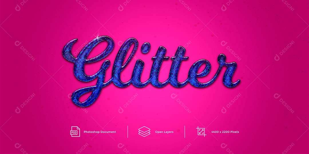 Efeito de Texto Gliterr Brilho PSD Editável