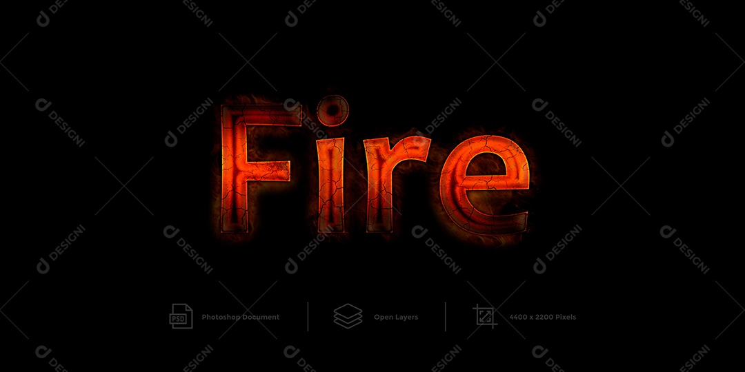 Efeito de Texto Fire Fogo PSD Editável
