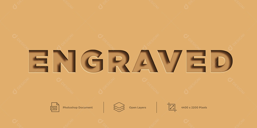 Efeito de Texto Engraved Gravado PSD Editável