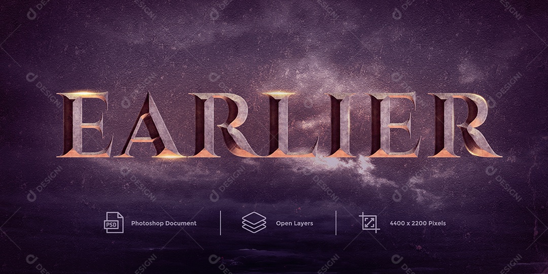 Efeito de Texto Earlier Mais Cedo PSD Editável
