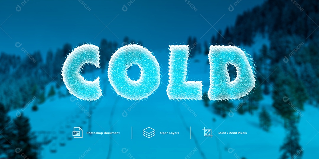Efeito de Texto Cold Frio PSD Editável