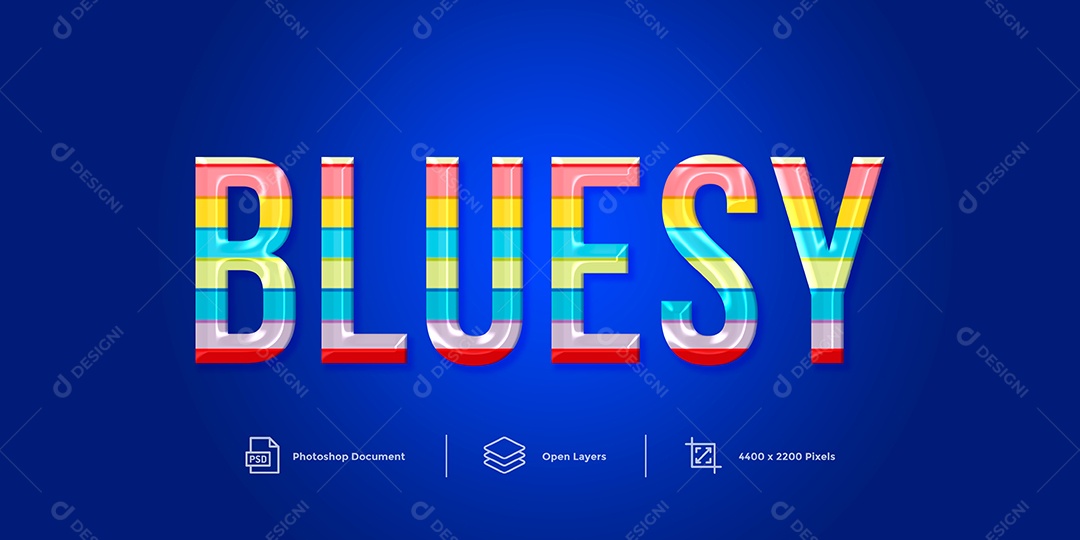 Efeito de Texto Bluesy Azulado PSD Editável