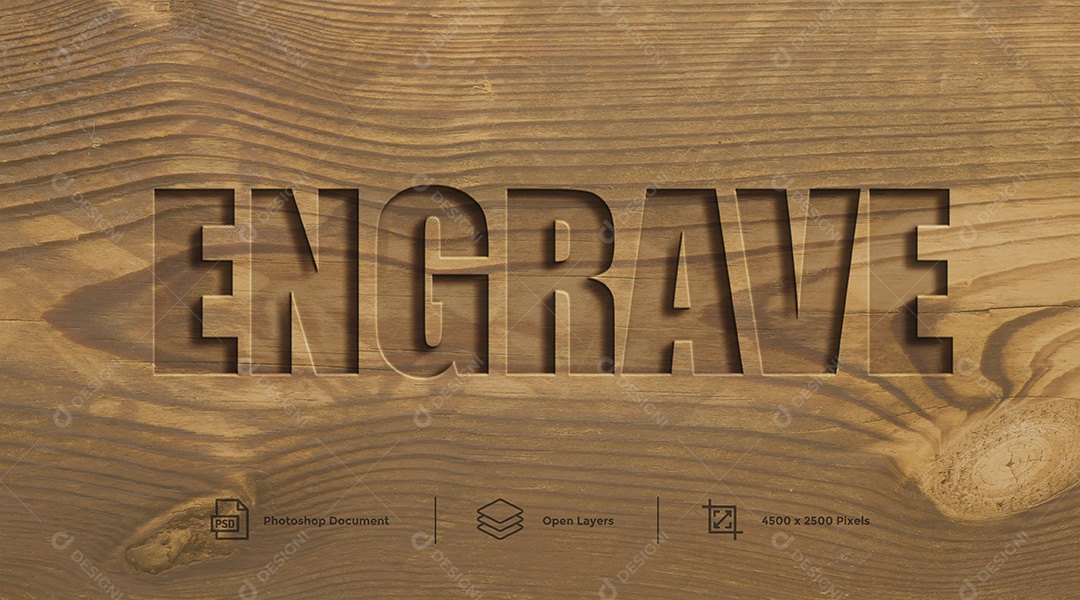 Efeito de Texto Engrave Gravar PSD Editável