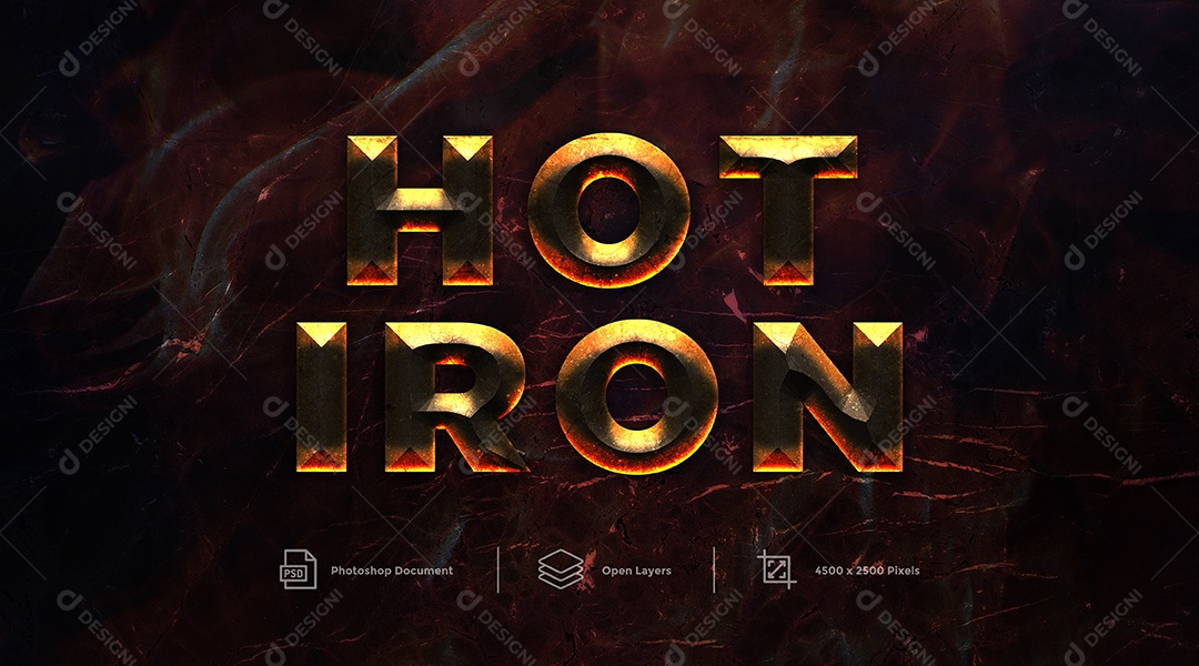 Efeito de Texto Hot Iron Ferro Quente PSD Editável