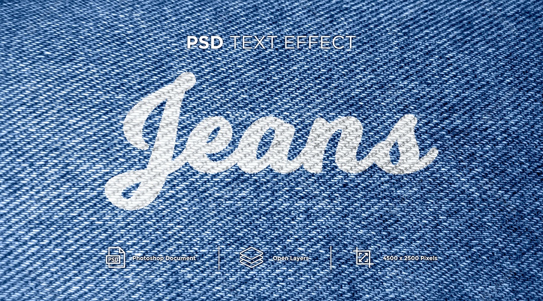 Efeito de Texto Jeans PSD Editável
