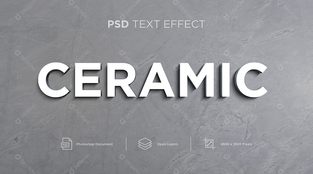 Efeito de Texto Ceramic Cerâmica PSD Editável