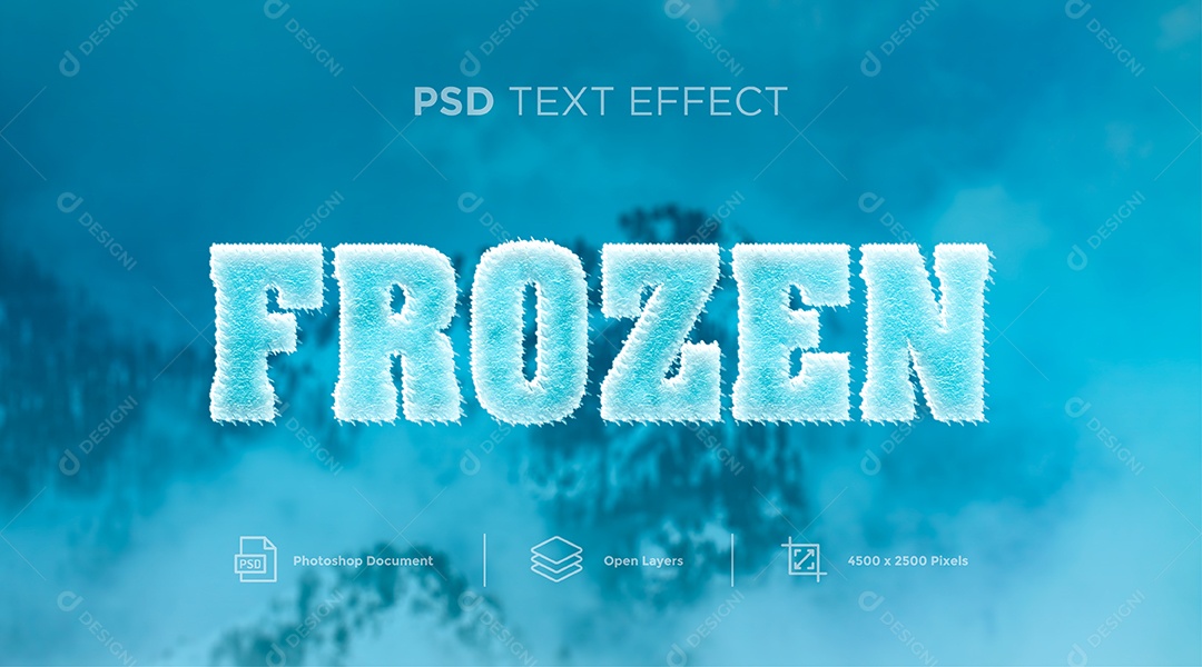 Efeito de Texto Frozen Congelados PSD Editável