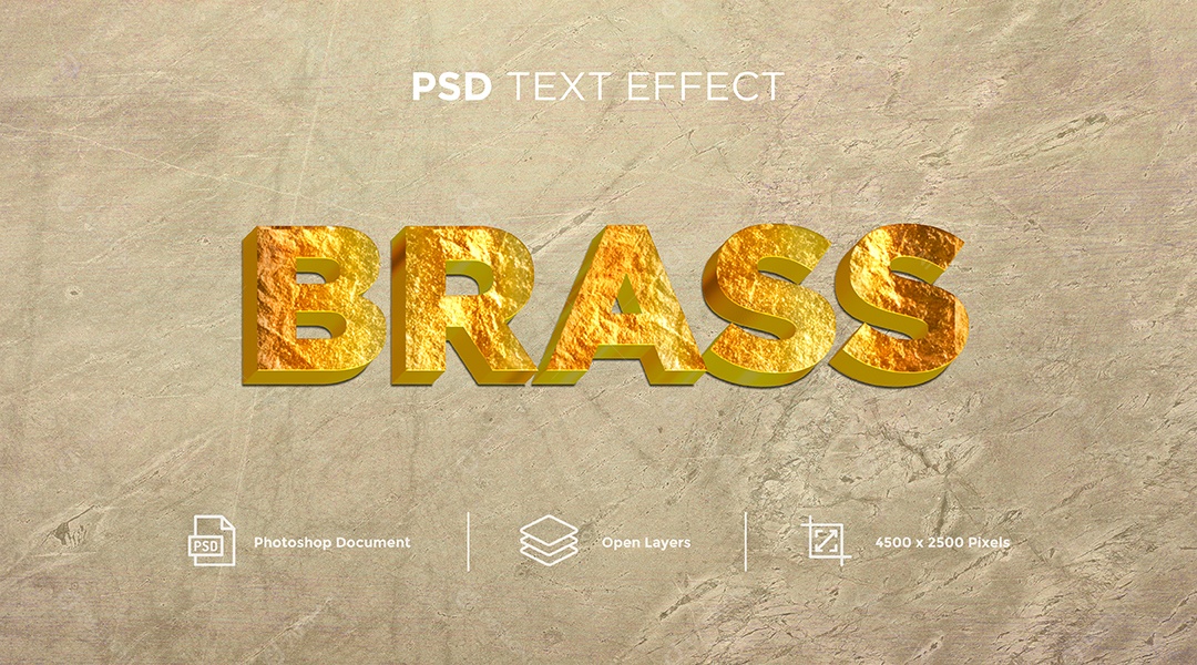 Efeito de Texto Brass Latão PSD Editável