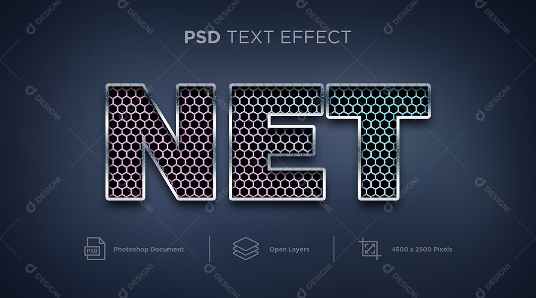Efeito de Texto Net Líquido PSD Editável