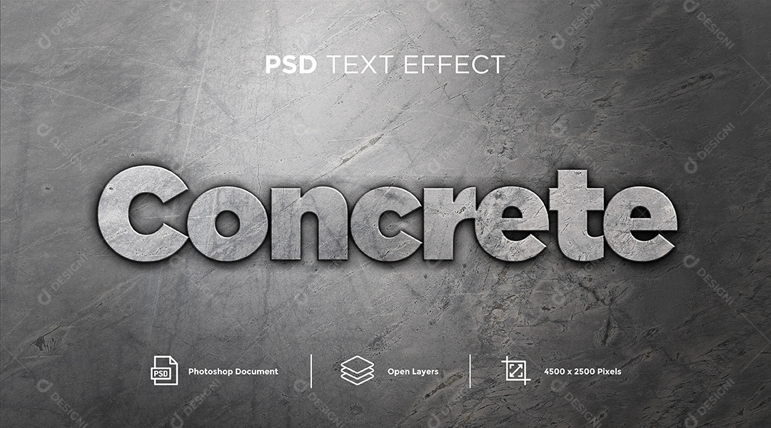 Efeito de Texto Concrete Concreto PSD Editável