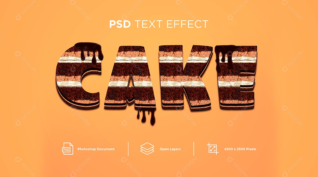 Efeito de Texto Cake Bolo PSD Editável