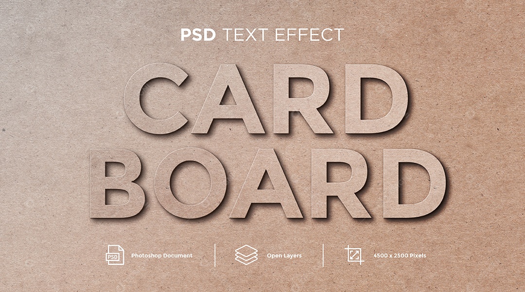 Efeito de Texto Card Board Cartão PSD Editável