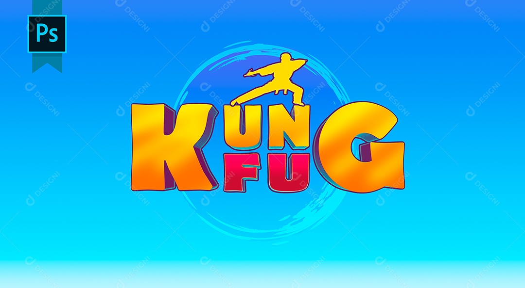 Efeito de Texto Kung Fu PSD Editável