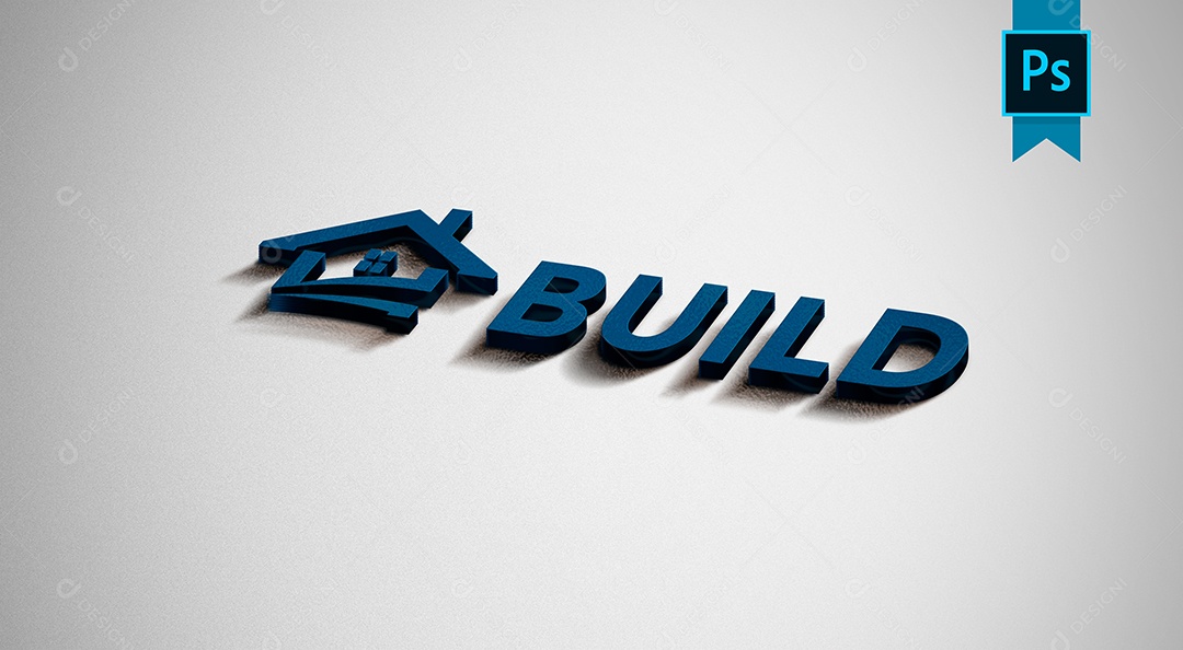 Efeito de Texto Build Construir PSD Editável