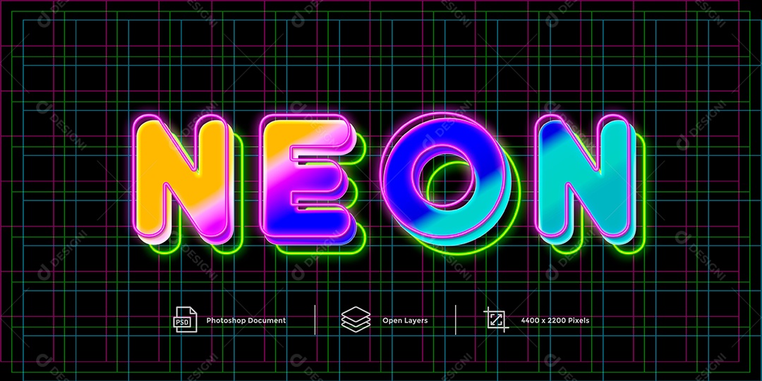 Efeito de Texto Neon PSD Editável