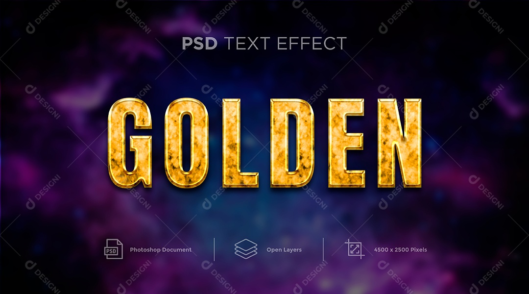 Efeito de Texto Golden Dourado PSD Editável