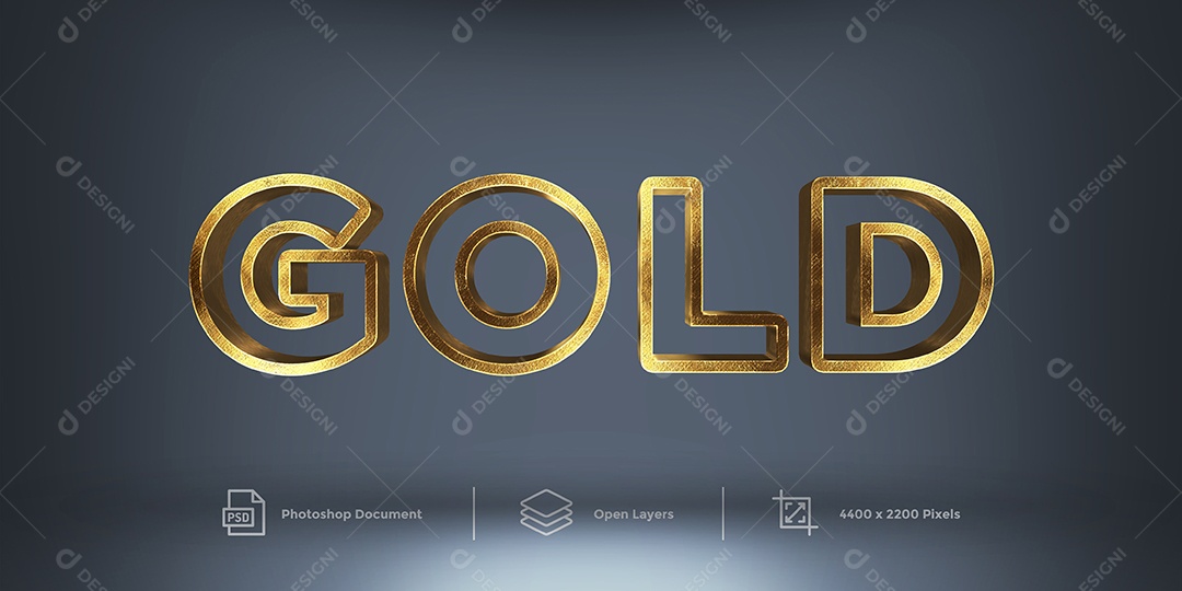 Efeito de Texto Gold Ouro PSD Editável