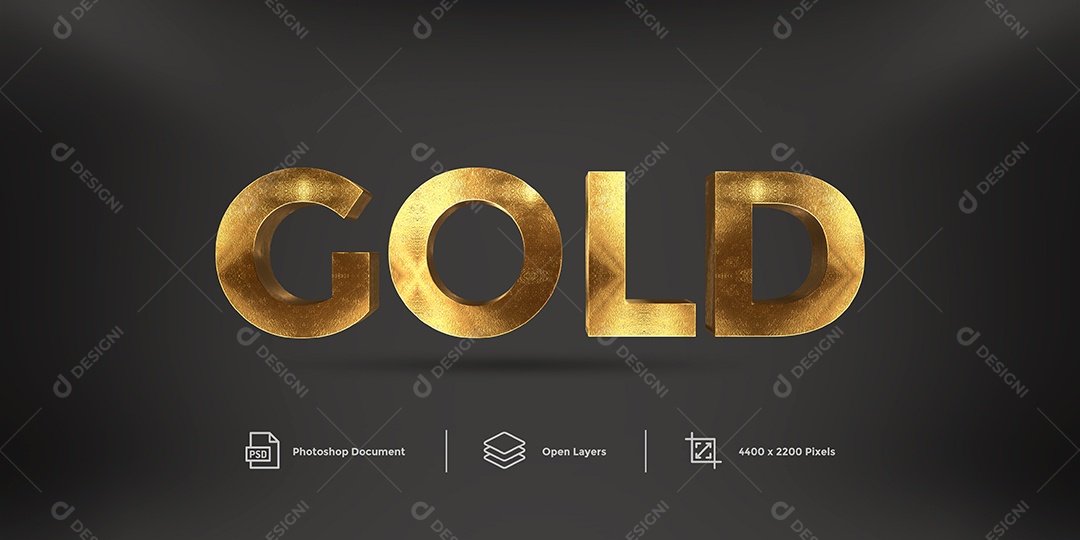Efeito de Texto Gold Ouro PSD Editável