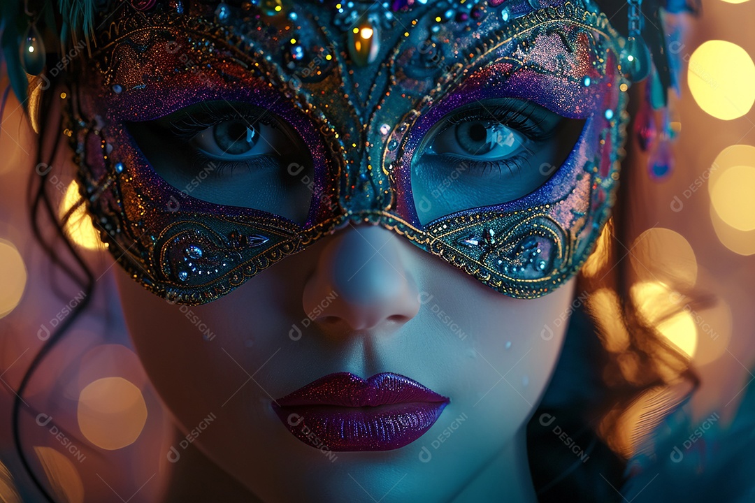 Linda jovem mascarada para o carnaval