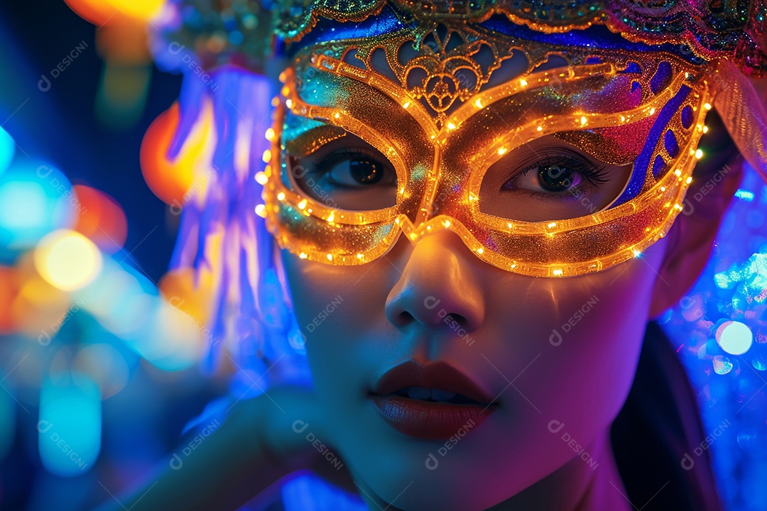 Uma linda mulher retratada como uma rainha do carnaval