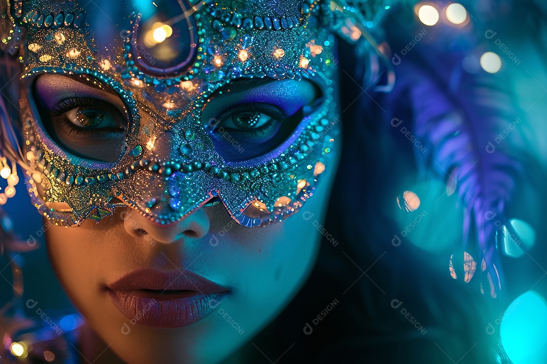 Uma linda mulher retratada como uma rainha do carnaval