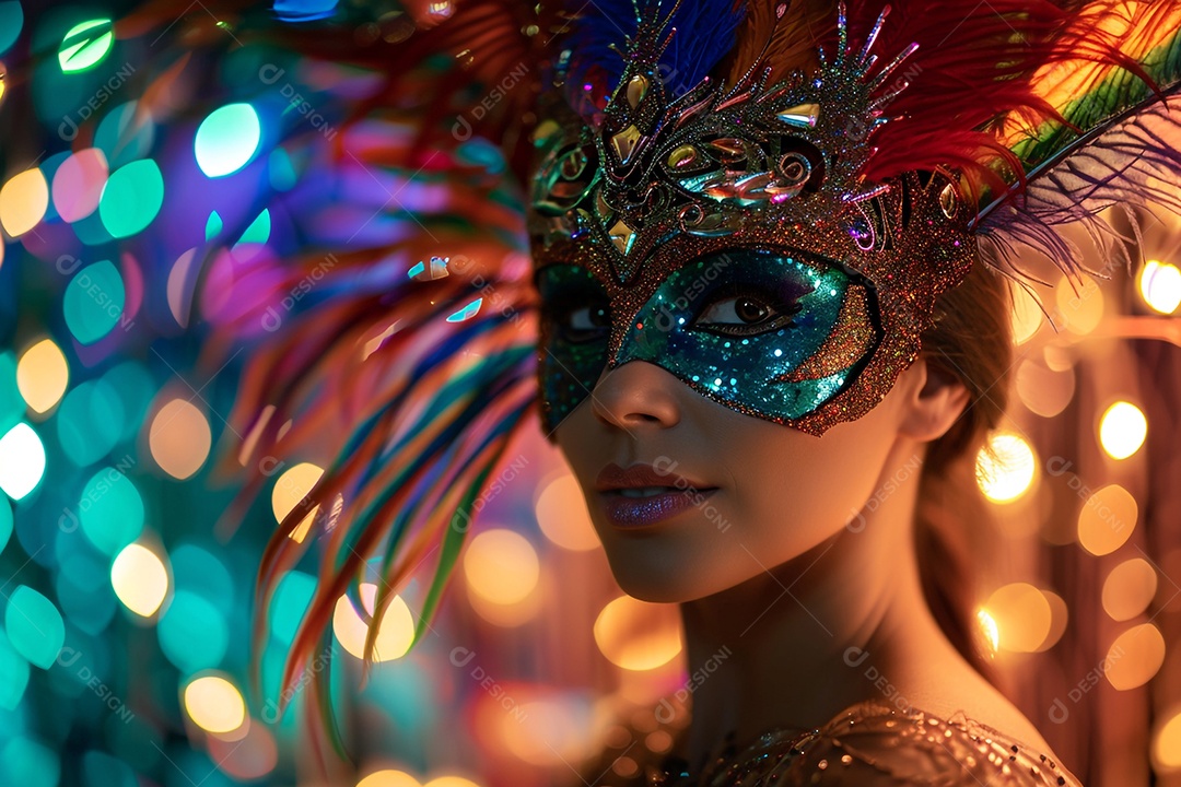 Uma linda mulher retratada como uma rainha do carnaval