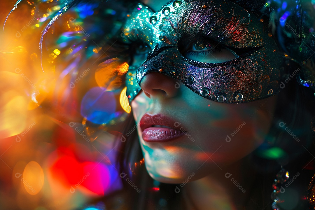 Uma linda mulher retratada como uma rainha do carnaval